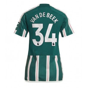 Lacne Ženy Futbalové dres Manchester United Donny van de Beek #34 2023-24 Krátky Rukáv - Preč